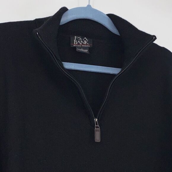 Jos A Bank Men's Traveler 1/4 Zip Merino Wool Pullover Sweater Black Size Large - Picture 4 of 13